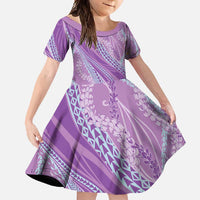 Polynesian Puakeniken Pikake Twisted Lei Family Matching Short Sleeve Bodycon Dress and Hawaiian Shirt Amethys - Polynesian Pride