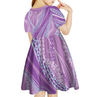 Polynesian Puakeniken Pikake Twisted Lei Kid Short Sleeve Dress Amethys - Polynesian Pride