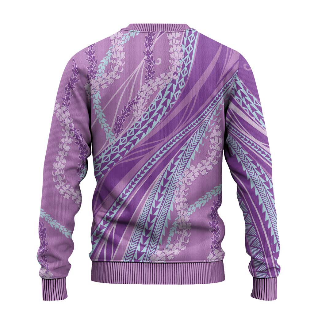 Polynesian Puakeniken Pikake Twisted Lei Ugly Christmas Sweater Amethys - Polynesian Pride