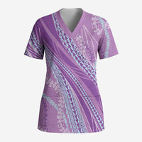 Polynesian Puakeniken Pikake Twisted Lei Scrub Top Amethys LT7 Adult Amethys - Polynesian Pride