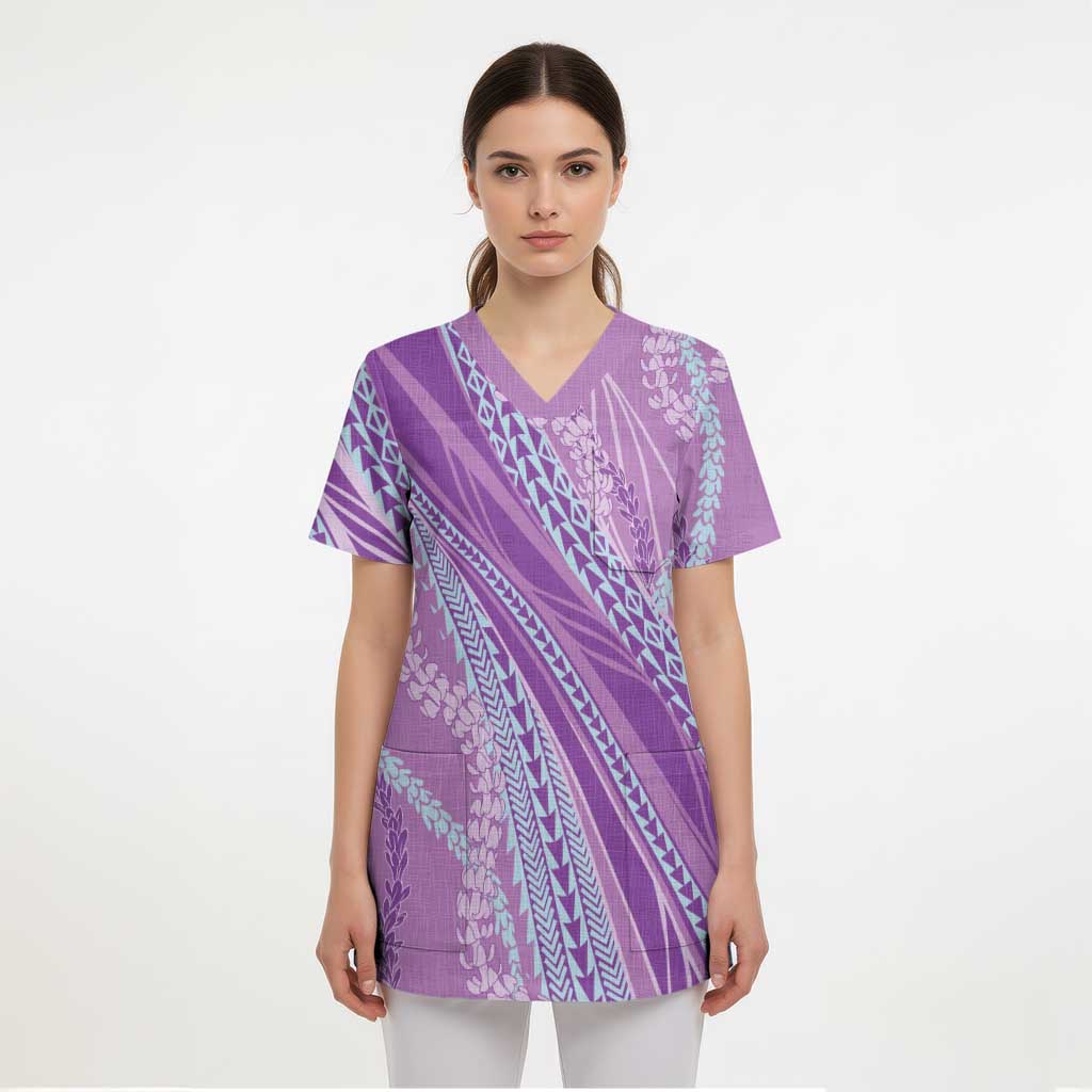 Polynesian Puakeniken Pikake Twisted Lei Scrub Top Amethys LT7 - Polynesian Pride