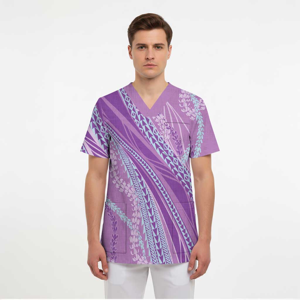 Polynesian Puakeniken Pikake Twisted Lei Scrub Top Amethys LT7 - Polynesian Pride