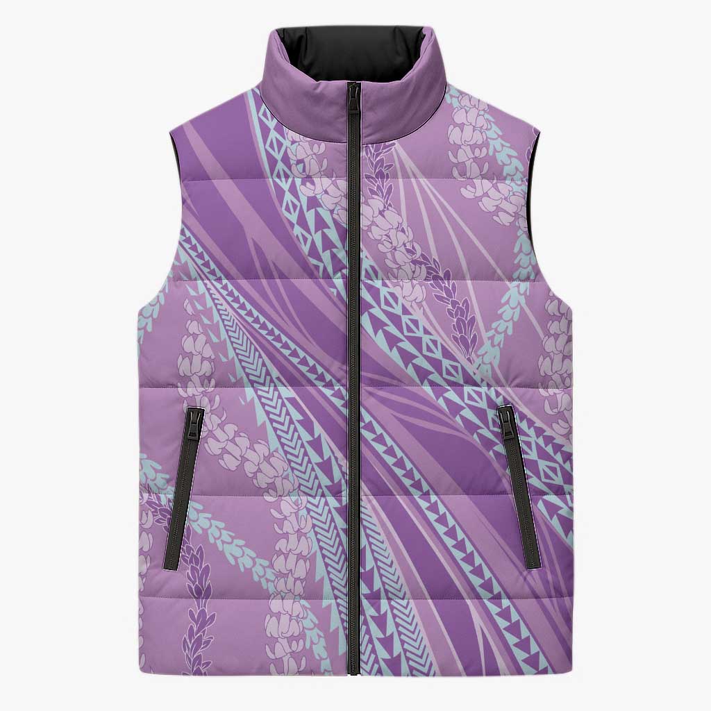 Polynesian Puakeniken Pikake Twisted Lei Sleeveless Puffer Jacket Amethys LT7 Unisex Amethys - Polynesian Pride