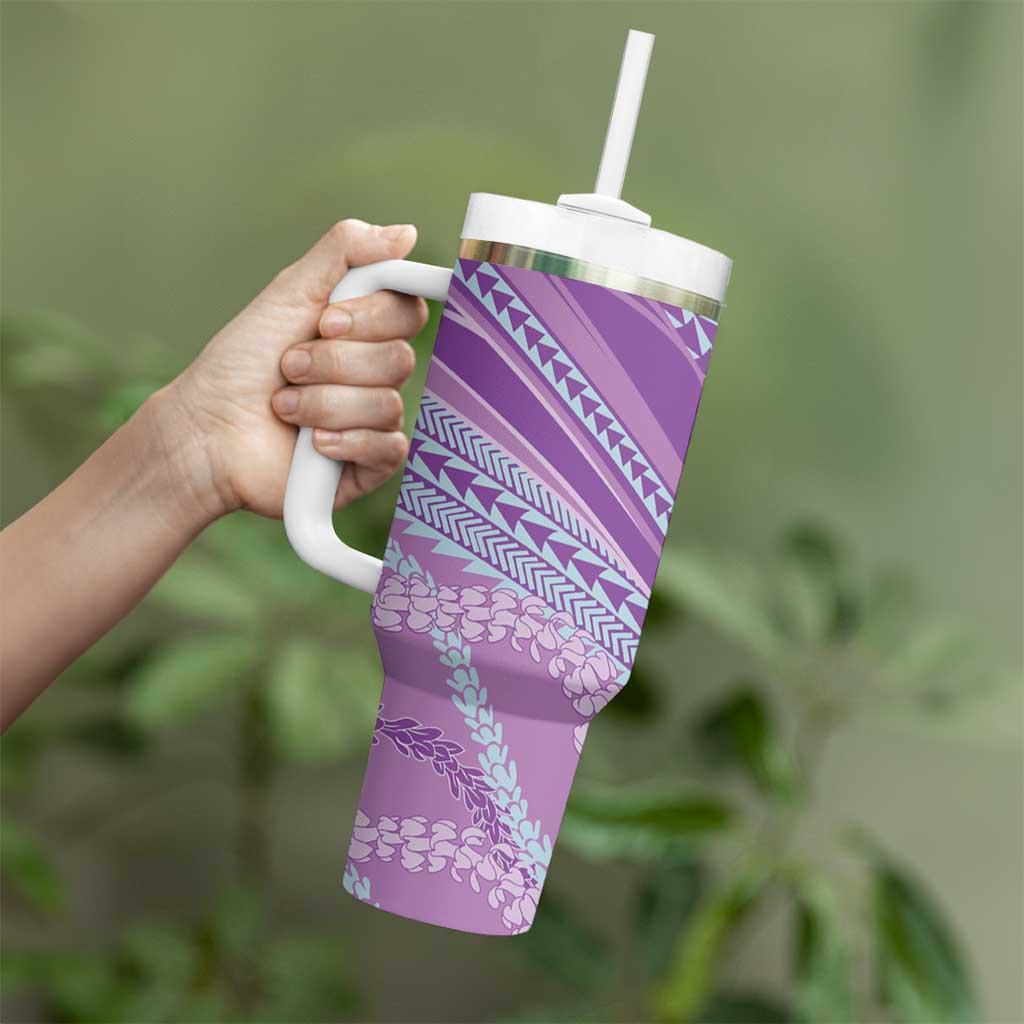 Polynesian Puakeniken Pikake Twisted Lei Tumbler With Handle Amethys LT7 - Polynesian Pride