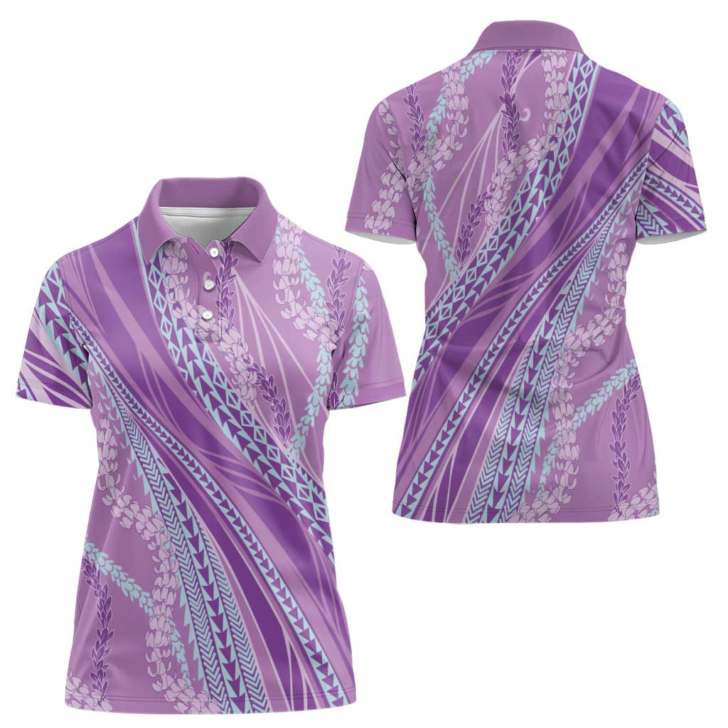 Polynesian Puakeniken Pikake Twisted Lei Women Polo Shirt Amethys - Polynesian Pride