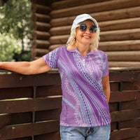 Polynesian Puakeniken Pikake Twisted Lei Women Polo Shirt Amethys - Polynesian Pride