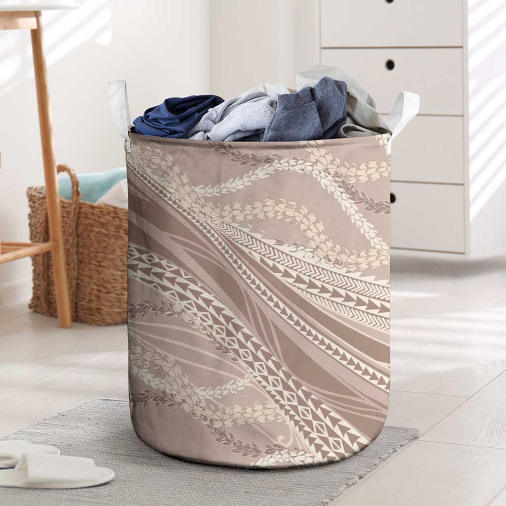 Polynesian Puakeniken Pikake Twisted Lei Laundry Basket Beige LT7 Beige - Polynesian Pride