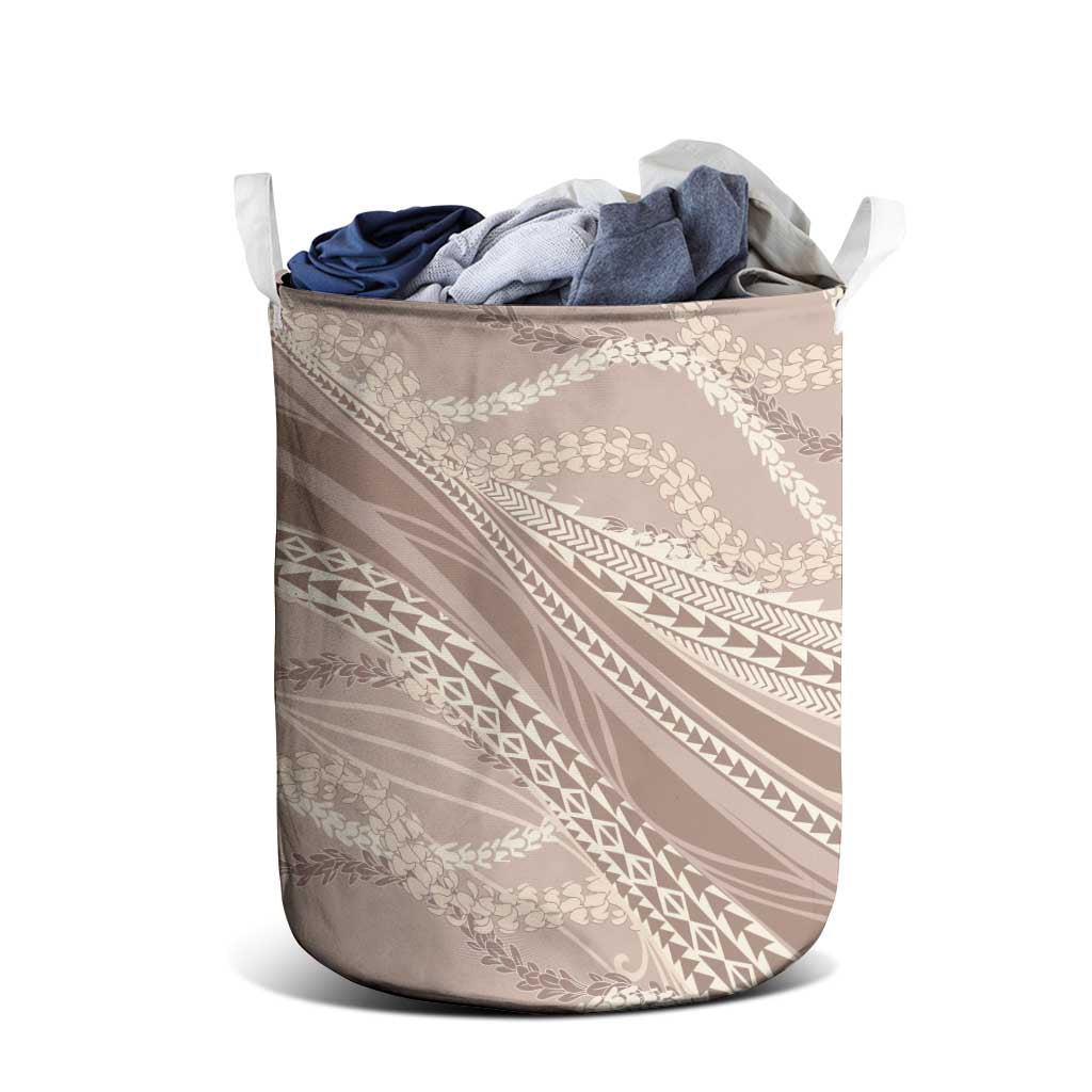 Polynesian Puakeniken Pikake Twisted Lei Laundry Basket Beige LT7 - Polynesian Pride