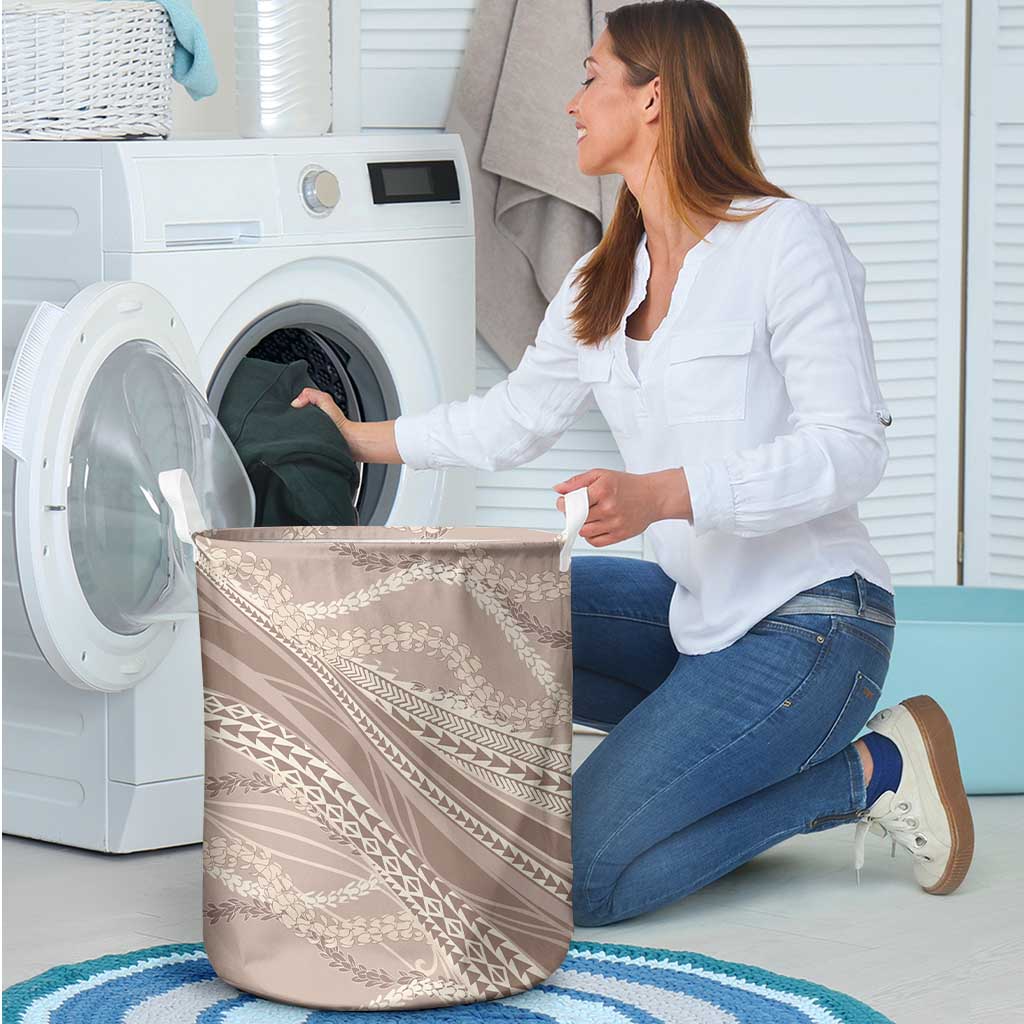 Polynesian Puakeniken Pikake Twisted Lei Laundry Basket Beige LT7 - Polynesian Pride