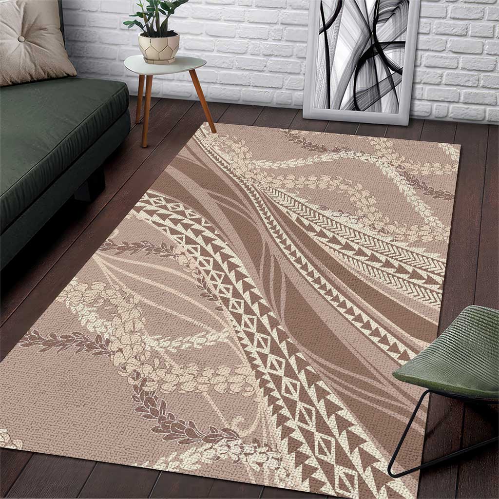 Polynesian Puakeniken Pikake Twisted Lei Area Rug Beige - Polynesian Pride