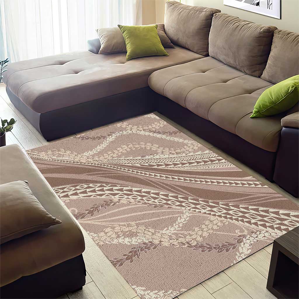 Polynesian Puakeniken Pikake Twisted Lei Area Rug Beige - Polynesian Pride