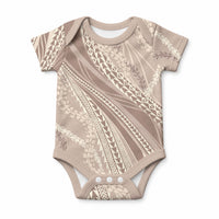 Polynesian Puakeniken Pikake Twisted Lei Baby Onesie Beige