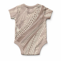 Polynesian Puakeniken Pikake Twisted Lei Baby Onesie Beige