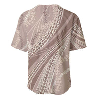 Polynesian Puakeniken Pikake Twisted Lei Baseball Jersey Beige - Polynesian Pride
