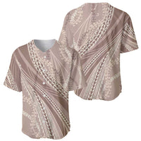 Polynesian Puakeniken Pikake Twisted Lei Baseball Jersey Beige - Polynesian Pride