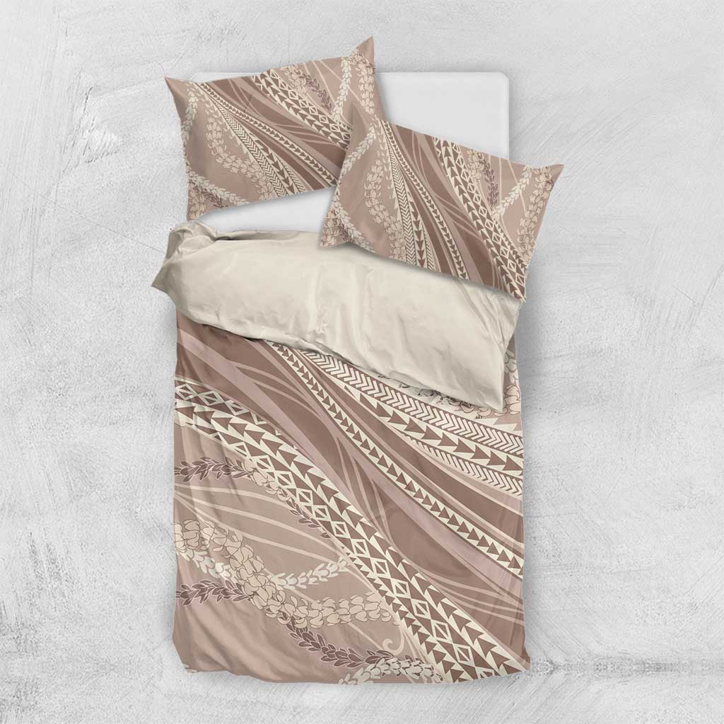 Polynesian Puakeniken Pikake Twisted Lei Bedding Set Beige LT7 US Twin 172cm x 218cm Beige - Polynesian Pride