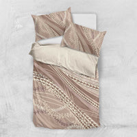 Polynesian Puakeniken Pikake Twisted Lei Bedding Set Beige LT7 US Twin 172cm x 218cm Beige - Polynesian Pride
