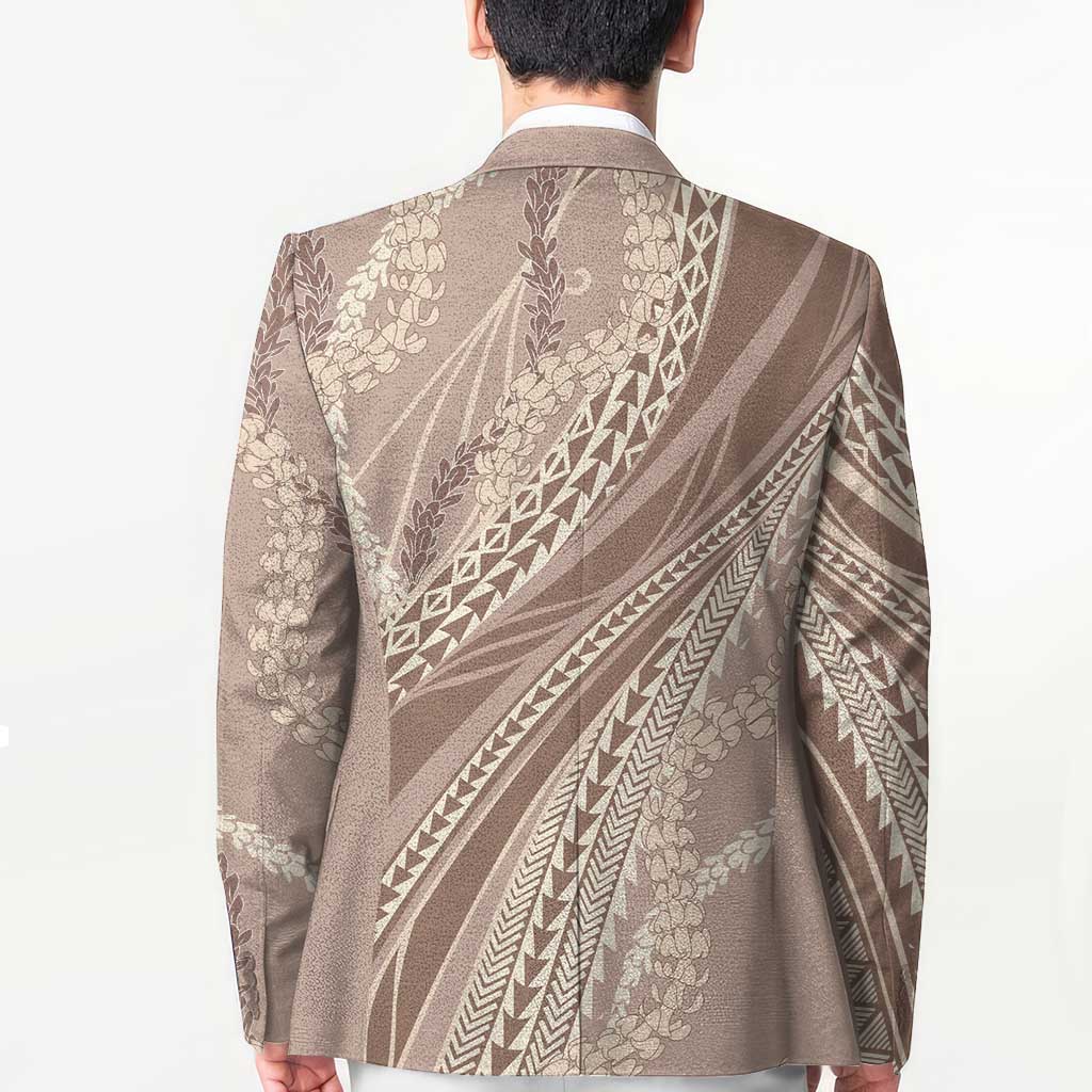 Polynesian Puakeniken Pikake Twisted Lei Blazer Beige - Polynesian Pride