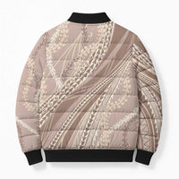 Polynesian Puakeniken Pikake Twisted Lei Bomber Puffer Jacket Beige LT7 - Polynesian Pride