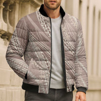 Polynesian Puakeniken Pikake Twisted Lei Bomber Puffer Jacket Beige LT7 - Polynesian Pride