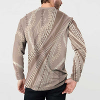 Polynesian Puakeniken Pikake Twisted Lei Button Sweatshirt Beige LT7 - Polynesian Pride
