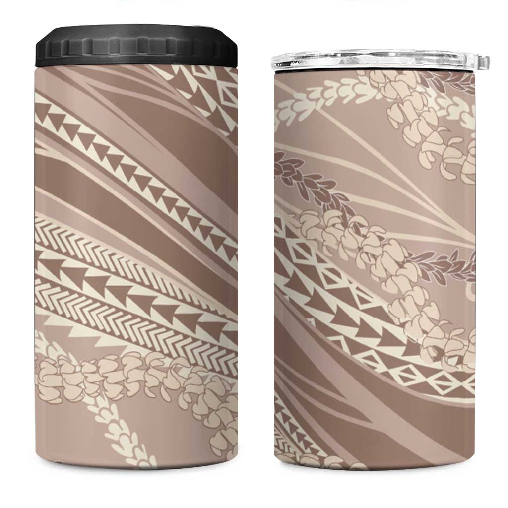 Polynesian Puakeniken Pikake Twisted Lei 4 in 1 Can Cooler Tumbler Beige LT7 One Size: 16 oz Beige - Polynesian Pride