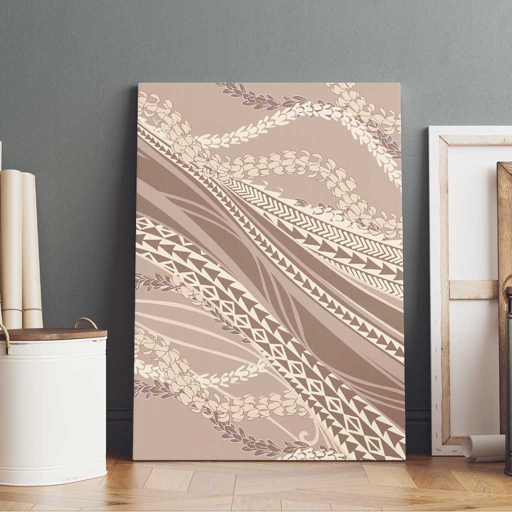 Polynesian Puakeniken Pikake Twisted Lei Canvas Wall Art Beige - Polynesian Pride
