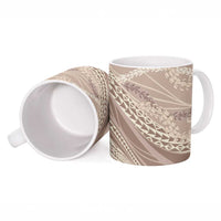 Polynesian Puakeniken Pikake Twisted Lei Ceramic Mug Beige LT7 - Polynesian Pride