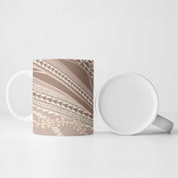 Polynesian Puakeniken Pikake Twisted Lei Ceramic Mug Beige LT7 - Polynesian Pride