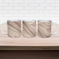 Polynesian Puakeniken Pikake Twisted Lei Ceramic Mug Beige LT7 - Polynesian Pride