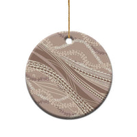 Polynesian Puakeniken Pikake Twisted Lei Ceramic Ornament Beige - Polynesian Pride