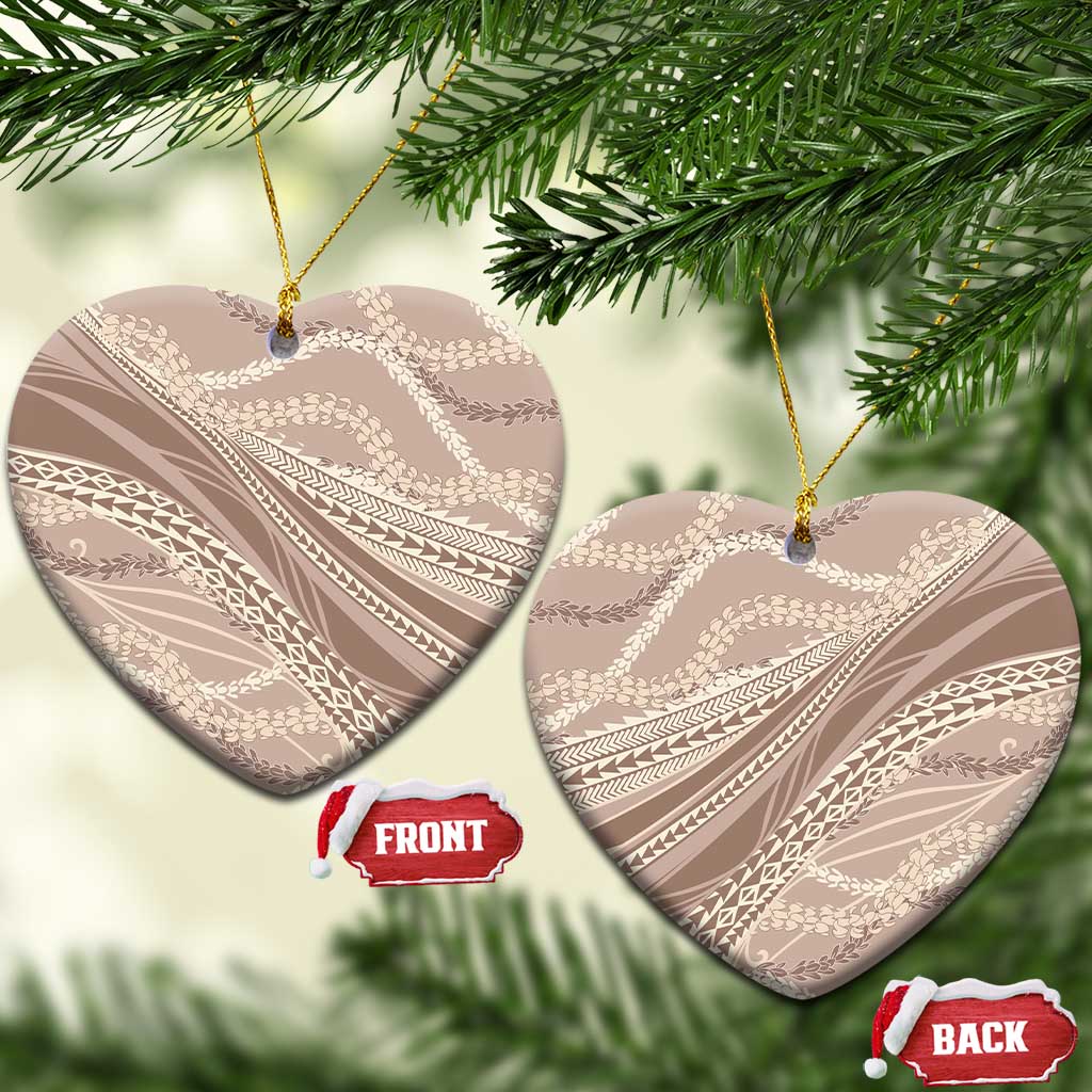 Polynesian Puakeniken Pikake Twisted Lei Ceramic Ornament Beige - Polynesian Pride