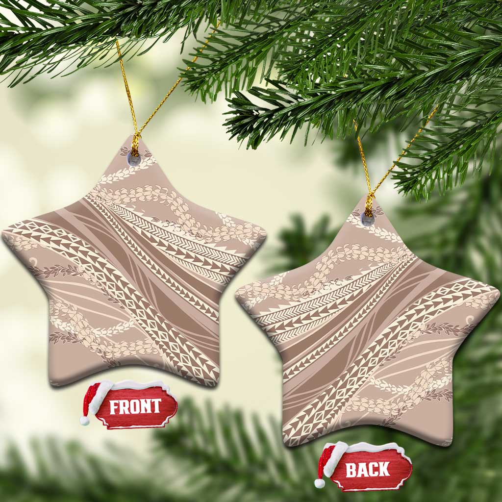 Polynesian Puakeniken Pikake Twisted Lei Ceramic Ornament Beige - Polynesian Pride