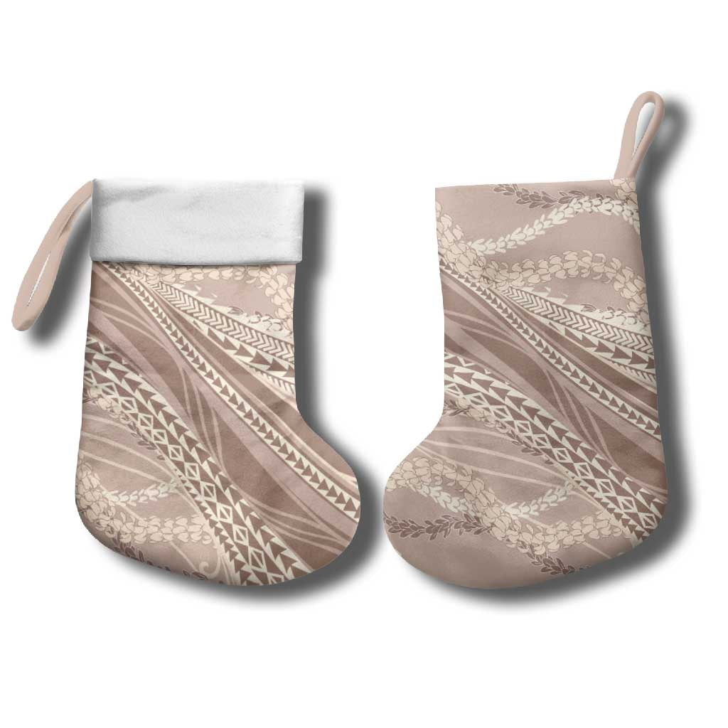 Polynesian Puakeniken Pikake Twisted Lei Christmas Stocking Beige - Polynesian Pride