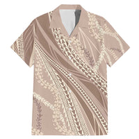 Polynesian Puakeniken Pikake Twisted Lei Family Matching Mermaid Dress and Hawaiian Shirt Beige - Polynesian Pride