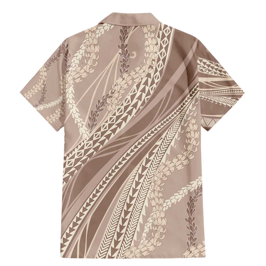Polynesian Puakeniken Pikake Twisted Lei Family Matching Mermaid Dress and Hawaiian Shirt Beige - Polynesian Pride
