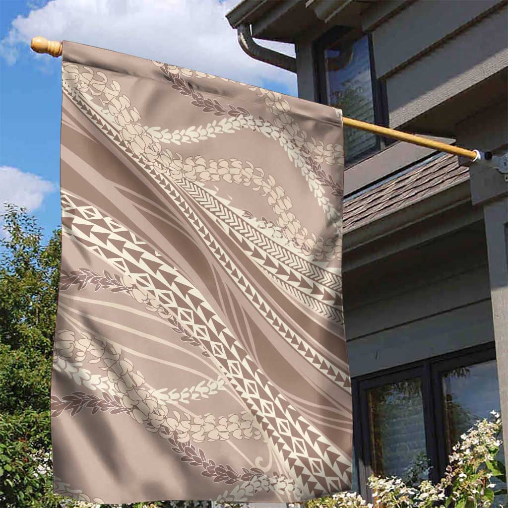 Polynesian Puakeniken Pikake Twisted Lei Garden Flag Beige LT7 - Polynesian Pride