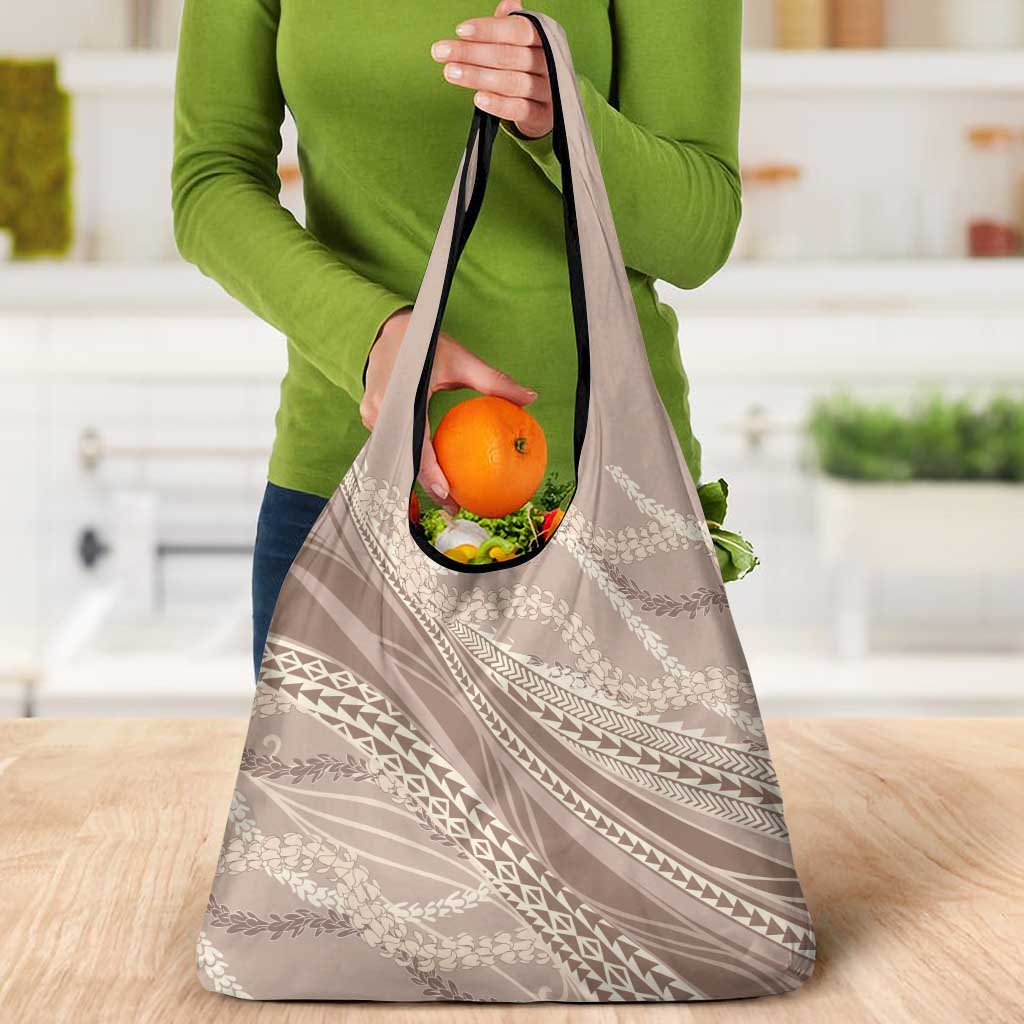 Polynesian Puakeniken Pikake Twisted Lei Grocery Bag Beige LT7 - Polynesian Pride