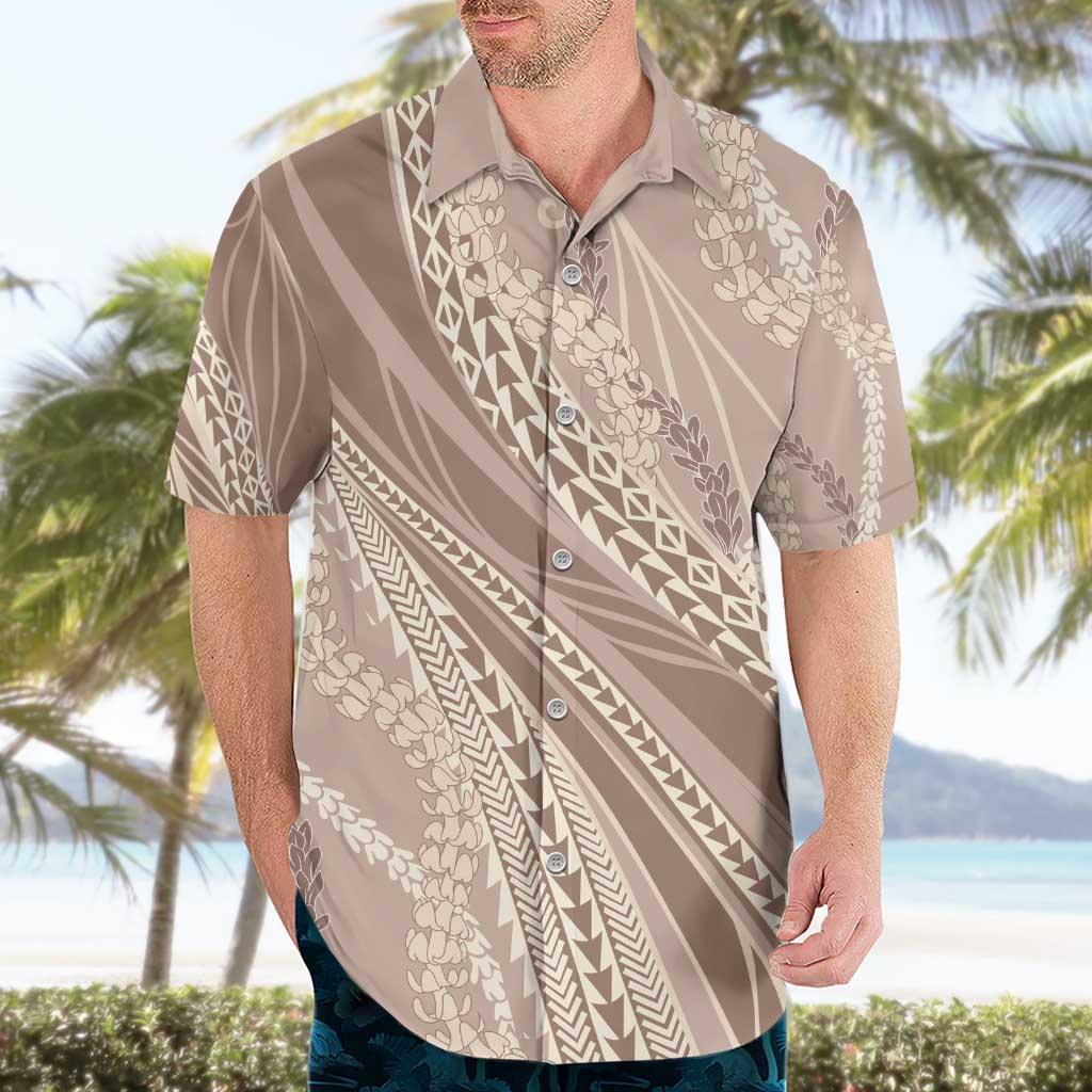 Polynesian Puakeniken Pikake Twisted Lei Hawaiian Shirt Beige - Polynesian Pride