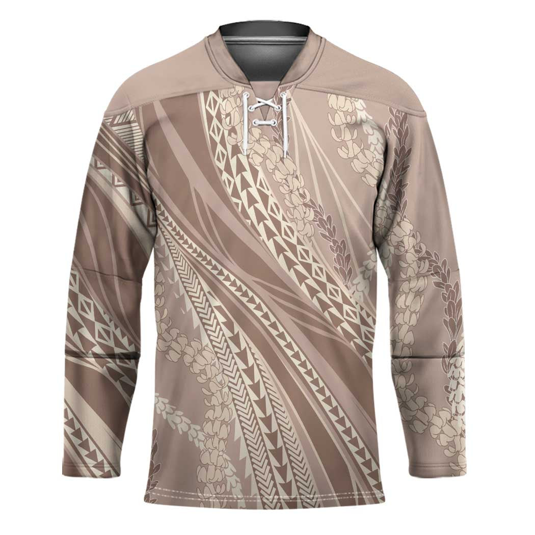 Polynesian Puakeniken Pikake Twisted Lei Hockey Jersey Beige - Polynesian Pride