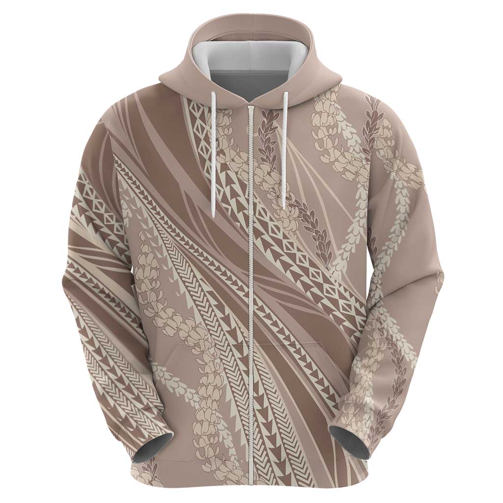 Polynesian Puakeniken Pikake Twisted Lei Hoodie Beige - Polynesian Pride