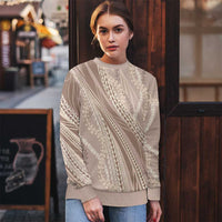 Polynesian Puakeniken Pikake Twisted Lei Ugly Christmas Sweater Beige - Polynesian Pride