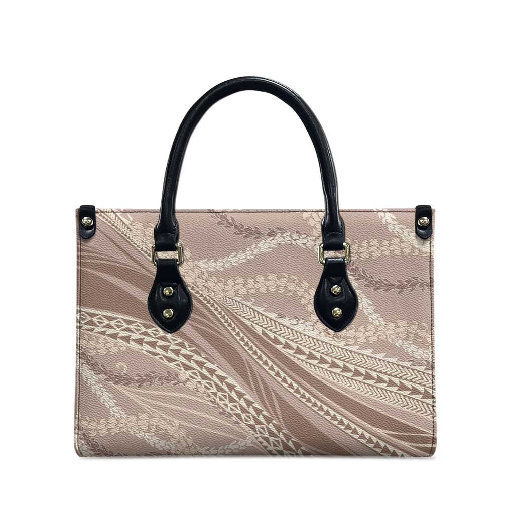 Polynesian Puakeniken Pikake Twisted Lei Leather Bag Beige LT7 - Polynesian Pride