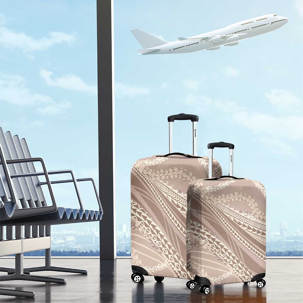 Polynesian Puakeniken Pikake Twisted Lei Luggage Cover Beige - Polynesian Pride