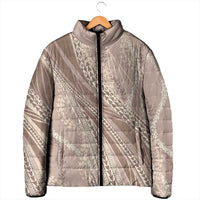 Polynesian Puakeniken Pikake Twisted Lei Padded Jacket Beige LT7 - Polynesian Pride