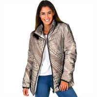 Polynesian Puakeniken Pikake Twisted Lei Padded Jacket Beige LT7 Women Beige - Polynesian Pride