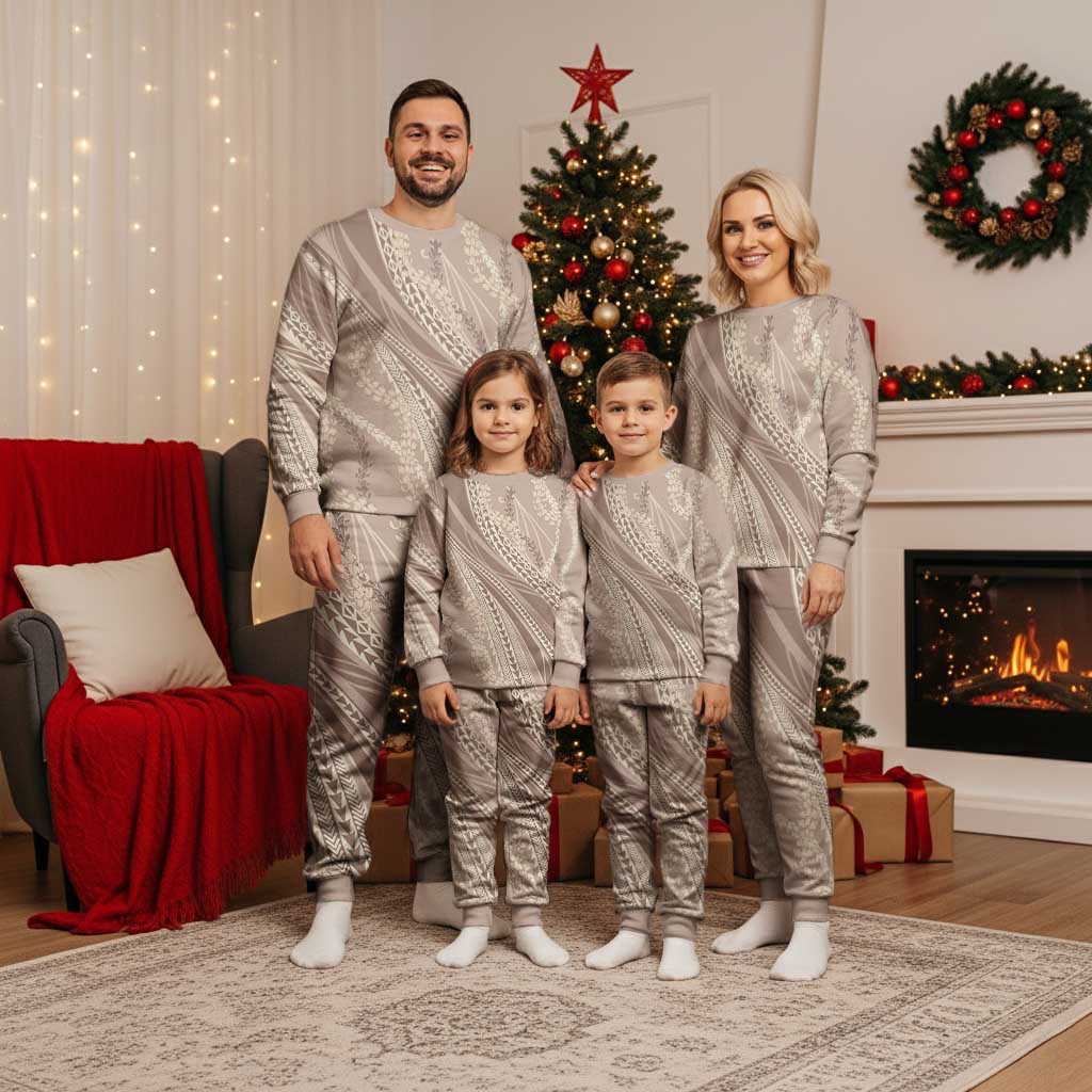 Polynesian Puakeniken Pikake Twisted Lei Christmas Pajama Set Beige - Polynesian Pride