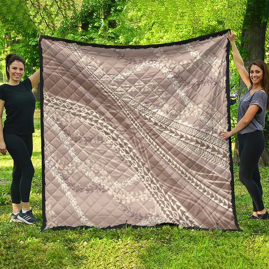 Polynesian Puakeniken Pikake Twisted Lei Quilt Beige - Polynesian Pride