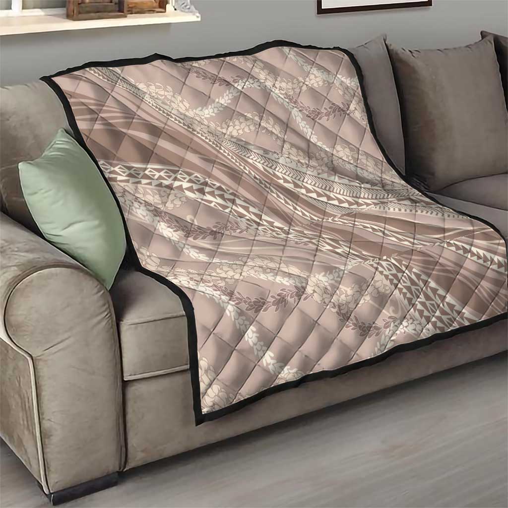 Polynesian Puakeniken Pikake Twisted Lei Quilt Beige - Polynesian Pride