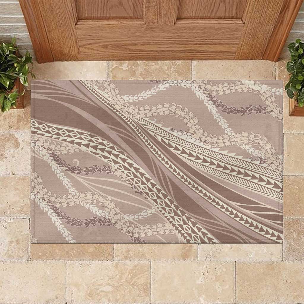Polynesian Puakeniken Pikake Twisted Lei Rubber Doormat Beige LT7 Beige - Polynesian Pride